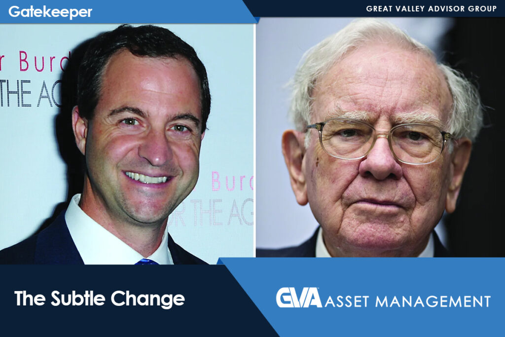 Side-by-side headshots of two men in suits for an article titled 'The Subtle Change' (left: smiling younger man, right: older man with glasses).